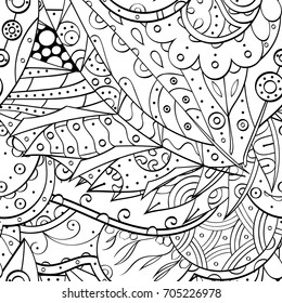 Tracery seamless pattern. Mehndi design. Ethnic monochrome binary doodle texture. Curved doodling black and white background. Vector