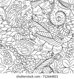 Tracery seamless pattern. Mehndi design. Ethnic monochrome binary doodle texture. Curved doodling black and white background. Vector