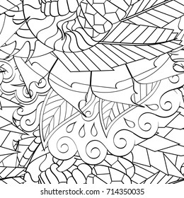 Tracery seamless pattern. Mehndi design. Ethnic monochrome binary doodle texture. Curved doodling black and white background. Vector