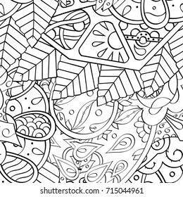 Tracery seamless pattern. Mehndi design. Ethnic monochrome binary doodle texture. Curved doodling black and white background. Vector