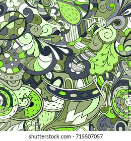 Tracery seamless pattern. Mehndi design. Ethnic colorful doodle texture. Curved doodling background. Vector