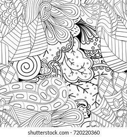 Tracery seamless pattern. Mehndi design. Ethnic monochrome binary doodle texture. Curved doodling black and white background. Vector