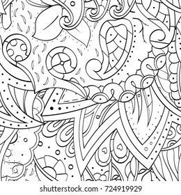 Tracery seamless pattern. Mehndi design. Ethnic monochrome binary doodle texture. Curved doodling black and white background. Vector