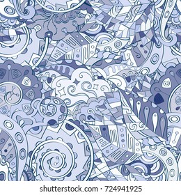 Tracery seamless pattern. Mehndi design. Ethnic colorful doodle texture. Curved doodling background. Vector