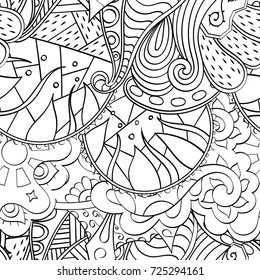 Tracery seamless pattern. Mehndi design. Ethnic monochrome binary doodle texture. Curved doodling black and white background. Vector