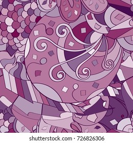 Tracery seamless pattern. Mehndi design. Ethnic colorful doodle texture. Curved doodling background. Vector