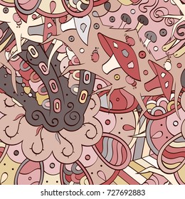 Tracery seamless pattern. Mehndi design. Ethnic colorful doodle texture. Curved doodling background. Vector