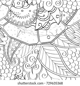 Tracery seamless pattern. Mehndi design. Ethnic monochrome binary doodle texture. Curved doodling black and white background. Vector