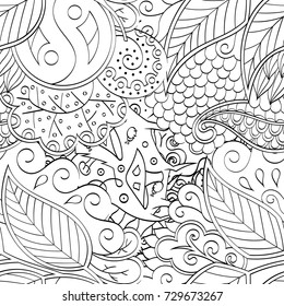 Tracery seamless pattern. Mehndi design. Ethnic monochrome binary doodle texture. Curved doodling black and white background. Vector