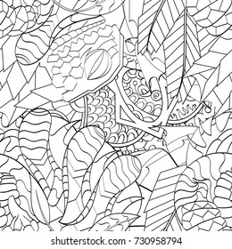 Tracery seamless pattern. Mehndi design. Ethnic monochrome binary doodle texture. Curved doodling black and white background. Vector