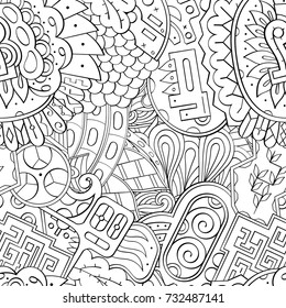 Tracery seamless pattern. Mehndi design. Ethnic monochrome binary doodle texture. Curved doodling black and white background. Vector