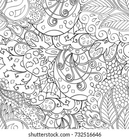 Tracery seamless pattern. Mehndi design. Ethnic monochrome binary doodle texture. Curved doodling black and white background. Vector