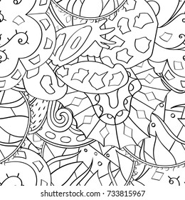 Tracery seamless pattern. Mehndi design. Ethnic monochrome binary doodle texture. Curved doodling black and white background. Vector