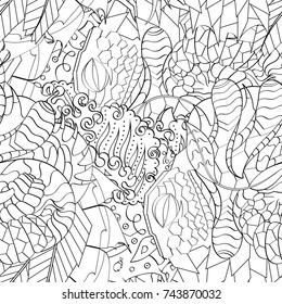 Tracery seamless pattern. Mehndi design. Ethnic monochrome binary doodle texture. Curved doodling black and white background. Vector