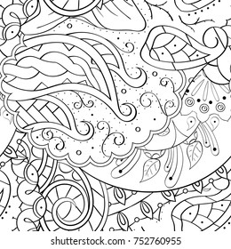 Tracery seamless pattern. Mehndi design. Ethnic monochrome binary doodle texture. Curved doodling black and white background. Vector