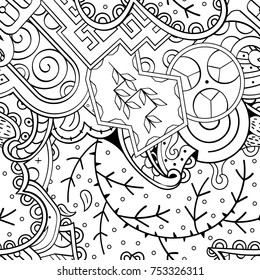 Tracery seamless pattern. Mehndi design. Ethnic monochrome binary doodle texture. Curved doodling black and white background. Vector