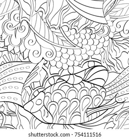 Tracery seamless pattern. Mehndi design. Ethnic monochrome binary doodle texture. Curved doodling black and white background. Vector
