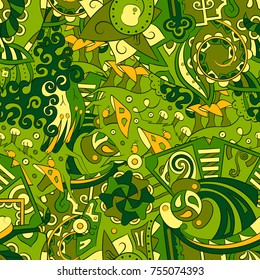 Tracery seamless pattern. Mehndi design. Ethnic colorful doodle texture. Curved doodling background. Vector