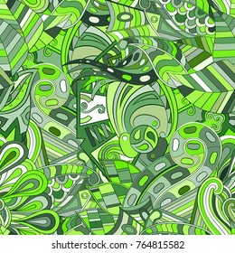 Tracery seamless pattern. Mehndi design. Ethnic colorful doodle texture. Curved doodling background. Vector