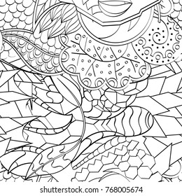 Tracery seamless pattern. Mehndi design. Ethnic monochrome binary doodle texture. Curved doodling black and white background. Vector