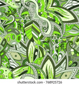 Tracery seamless pattern. Mehndi design. Ethnic colorful doodle texture. Curved doodling background. Vector