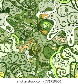 Tracery seamless pattern. Mehndi design. Ethnic colorful doodle texture. Curved doodling background. Vector