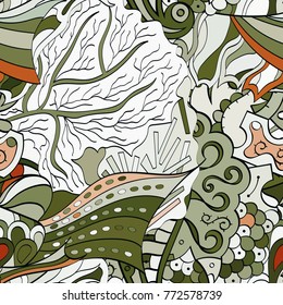 Tracery seamless pattern. Mehndi design. Ethnic colorful doodle texture. Curved doodling background. Vector