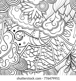 Tracery seamless pattern. Mehndi design. Ethnic monochrome binary doodle texture. Curved doodling black and white background. Vector