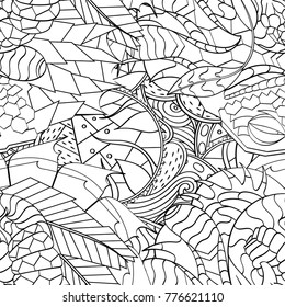 Tracery seamless pattern. Mehndi design. Ethnic monochrome binary doodle texture. Curved doodling black and white background. Vector