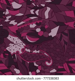Tracery seamless pattern. Mehndi design. Ethnic colorful doodle texture. Curved doodling background. Vector