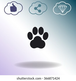 Traces of animal paw vector icon.
