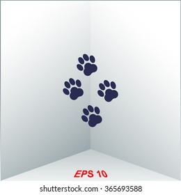 Traces of animal paws vector icon.