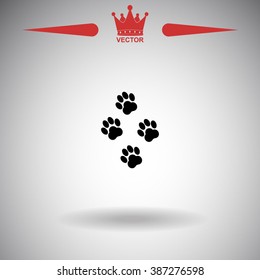 Traces of animal paws vector icon.
