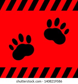 Traces of animals black on a red background, vector illustration for design.