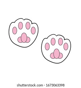 Spuren einer Katze auf weißem Hintergrund. Verwendung für Babybekleidung und Accessoires.