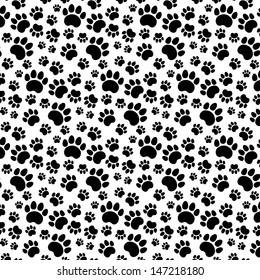 Traces of Cat Textile Pattern. Vector seamless.