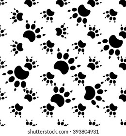 Traces of cat Textile Pattern. Vector seamless.
