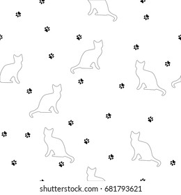 Traces of a cat,vector seamless pattern Can be used for wallpaper, web page background, surface textures.