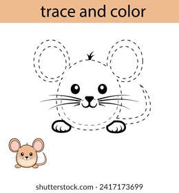 Traces and colors for children. Rat vector