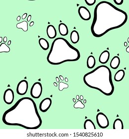 Traces of dog seamless pattern background. Vector wallpaper. Seamless pattern.