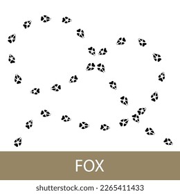 Traces of forest mammal animal, footprints of fox, vector illustration