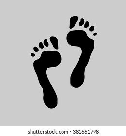 Traces of human feet
Two hands right and left two tracks of human feet in black image on a white background
