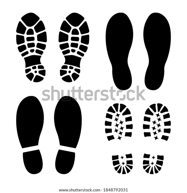 Traces Human Shoes Sole Silhouette Black Stock Vector (Royalty Free)  1848792031 | Shutterstock