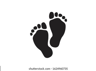 Traces of people feet made in black chalk. Footprints icon.