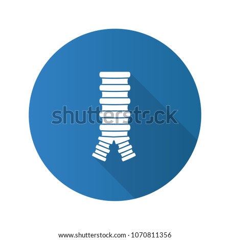 Trachea flat design long shadow glyph icon. Windpipe. Vector silhouette illustration