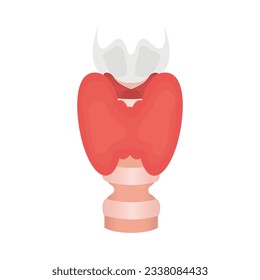 Tracheal stenosis awareness illustration. Trachea narrowing symbol. Difficulty breathing, hoarseness and voice change symptoms. Healthcare concept. Isolated flat vector illustration.