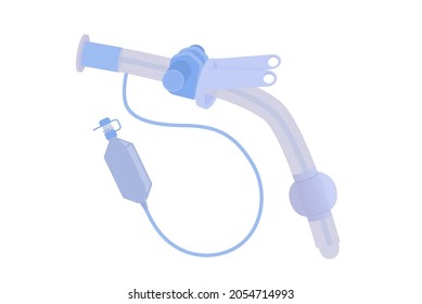 Tracheostomy tube is a device to help a patient who can not breathe with nose and mouth. Illustration of medical equipment about airway and surgical.