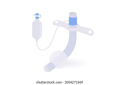 Tracheostomy tube or Trach tube is a device to help a patient who can not breathe with nose and mouth. Illustration about medical equipment and surgical.