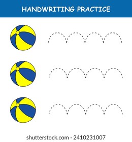 Tracin with balls , hop pattern. Handwriting practice for children.