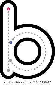 Tracing alphabet letter b lowercase prewriting dotted line element for kindergarten and preschool kids worksheet for handwriting practice activity